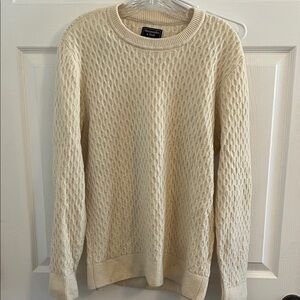 Abercrombie & Fitch Textured Cream Crewneck Sweater